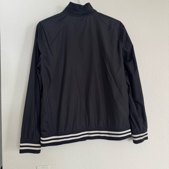 Adam Levine Mens Bomber Jacket Black with White Size L Full Zip w/Pockets - Picture 9 of 13